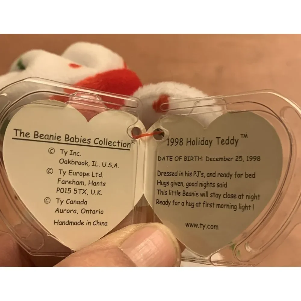 Vintage CHRISTMAS TY‎ BEANIE BABY 1998 Holiday Teddy